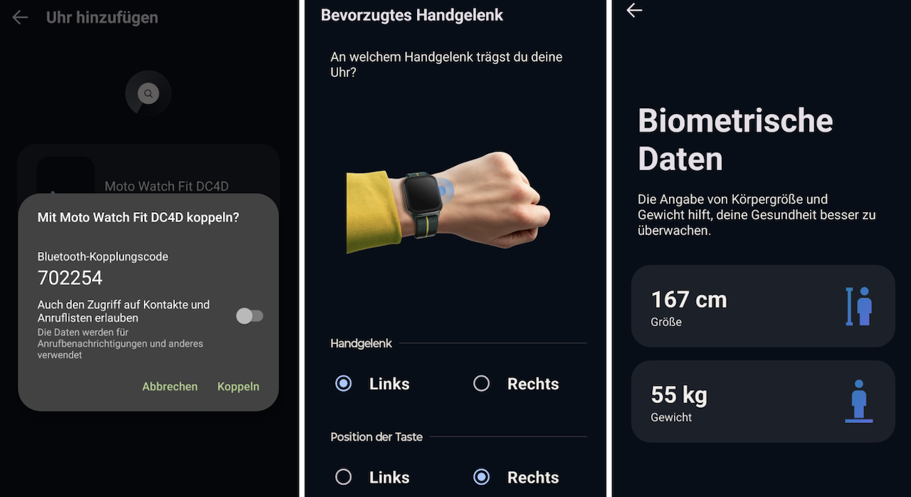 moto watch fit Ersteinrichtung