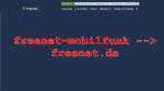 Schrift auf blauem Grund mit freenet-Logo, Text: freenet-mobilfunk wird zu freenet