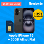 iPhone 16 + freenet Tk 50 GB bei Gomibo (Teaser)