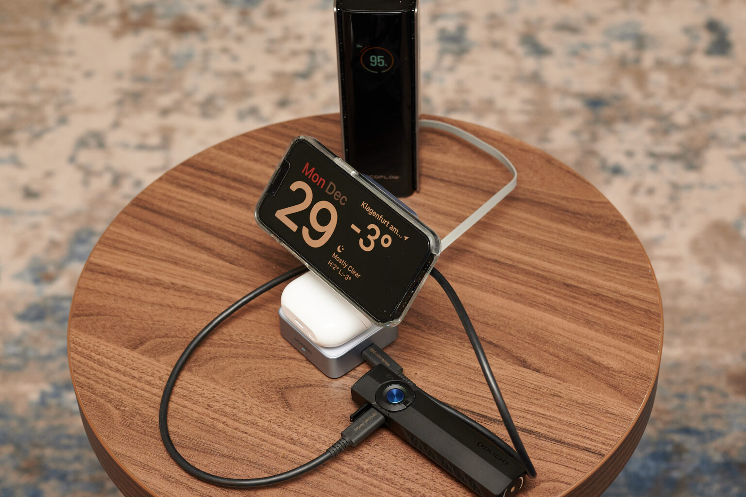 Ugreen-Travel-Charger voll bestückt auf einem Tisch.