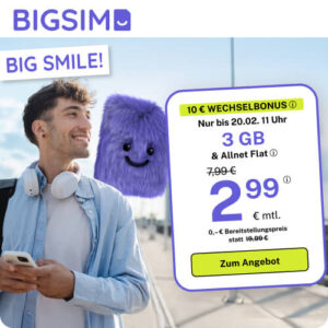 BIGSIM Deals 3 GB für 2,99 Euro
