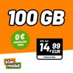 klarmobil Allnet Flat mit 100 GB für 14,99 Euro und 0 Euro Anschlusspreis