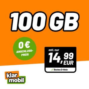 klarmobil Allnet Flat mit 100 GB für 14,99 Euro und 0 Euro Anschlusspreis