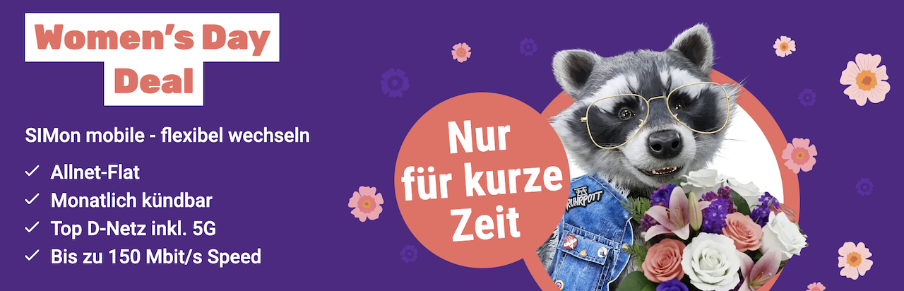 SIMon mobile Womens Day Deals 70 GB für 9,99 Euro im Monat