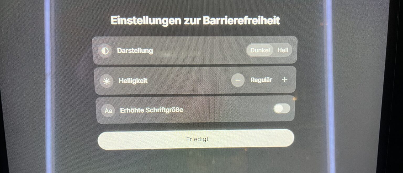 Barrierefreiheitsoptionen für den Automaten.