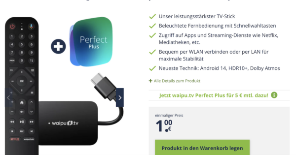 waipu.tv Perfekt Plus mit waipu.tv Stick bei freenet