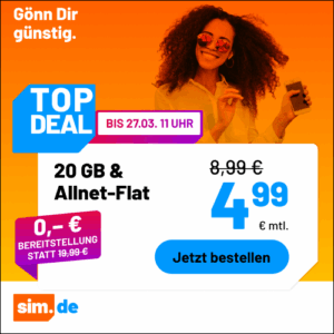 sim.de Deal 20 GB für 4,99 Euro