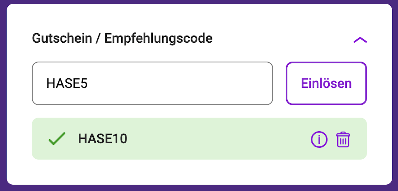 SIMon Mobile Gutschein Eingabe