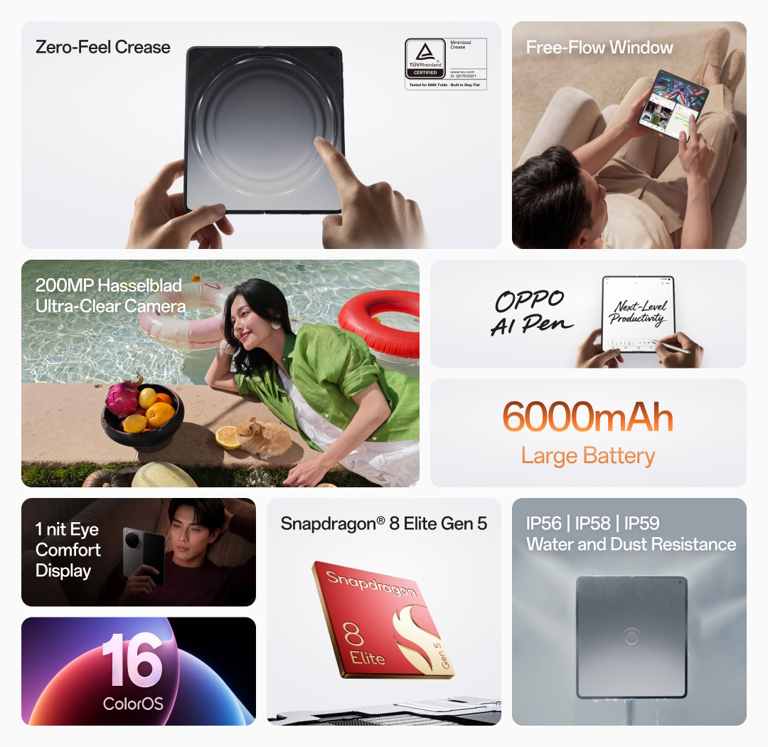 Oppo Find N6 mit Vertrag in allen Netzen – LP-Features