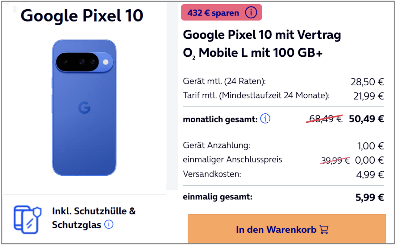 Google Pixel 10 Aktion bei o2