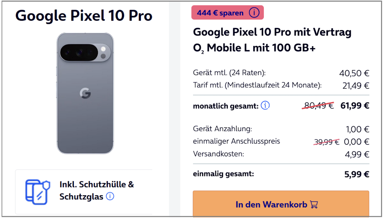 Google Pixel 10 Pro Aktion bei o2