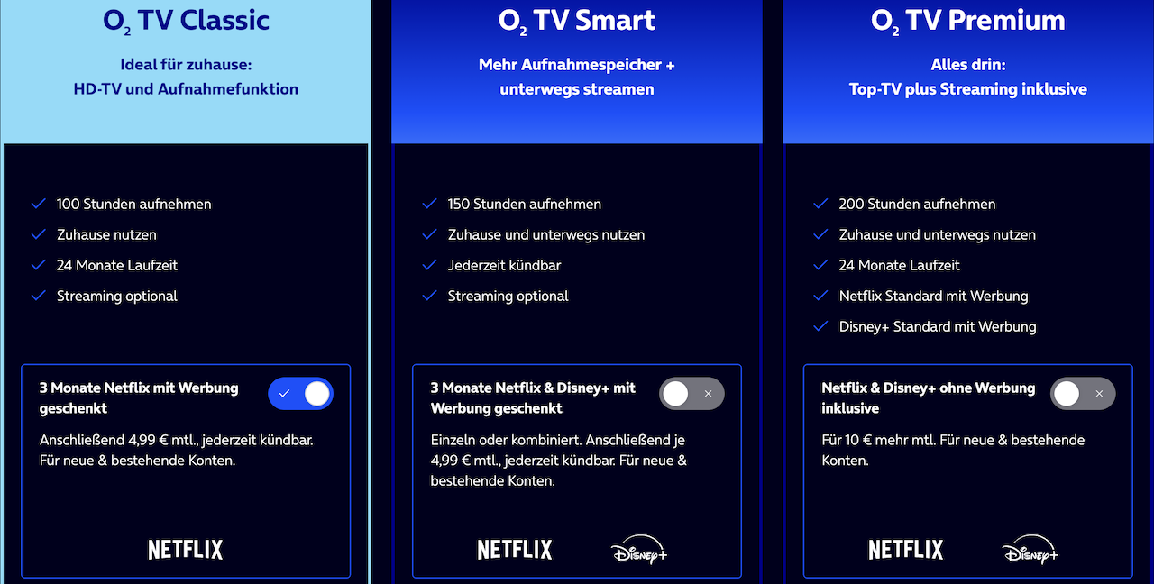 o2 TV mit Netflix und Disney+