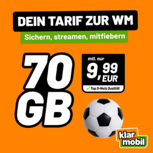 klarmobil 70 GB für 9,99 € mtl.