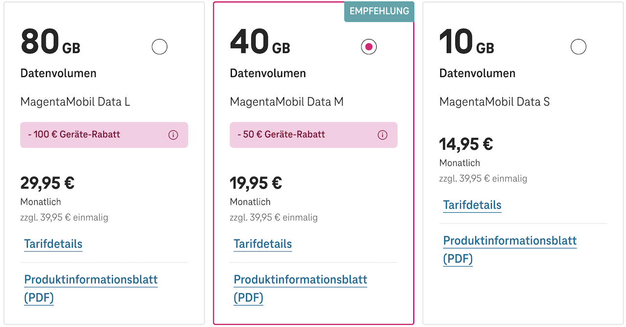 MagentaMobil Data Tarife