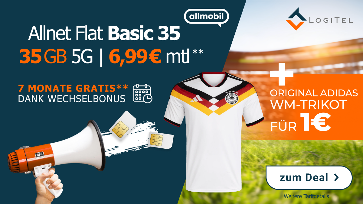 Allmobil Tarife mit Trikot dazu bei LogiTel