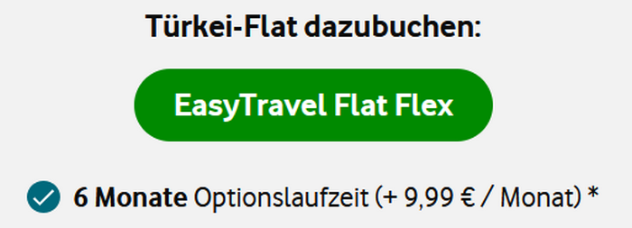 Türkei Option bei Vodafone als Easy-Travel-Flat