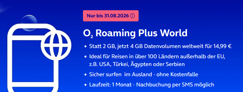 o2 Roaming Plus World Paket