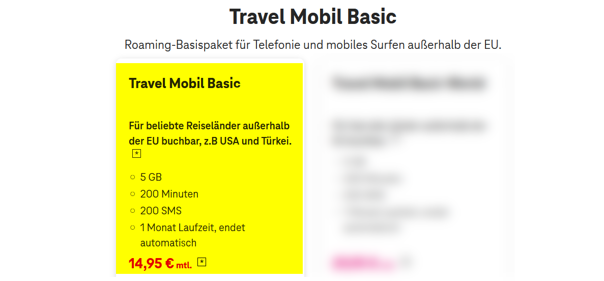 Telekom Travel Mobil Basic Paket
