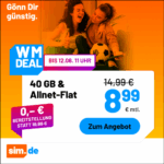 sim.de Deal mit 40 GB für 8,99 € mtl.