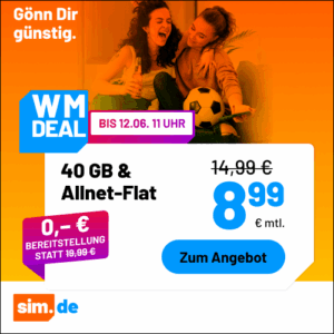 sim.de Deal mit 40 GB für 8,99 € mtl.
