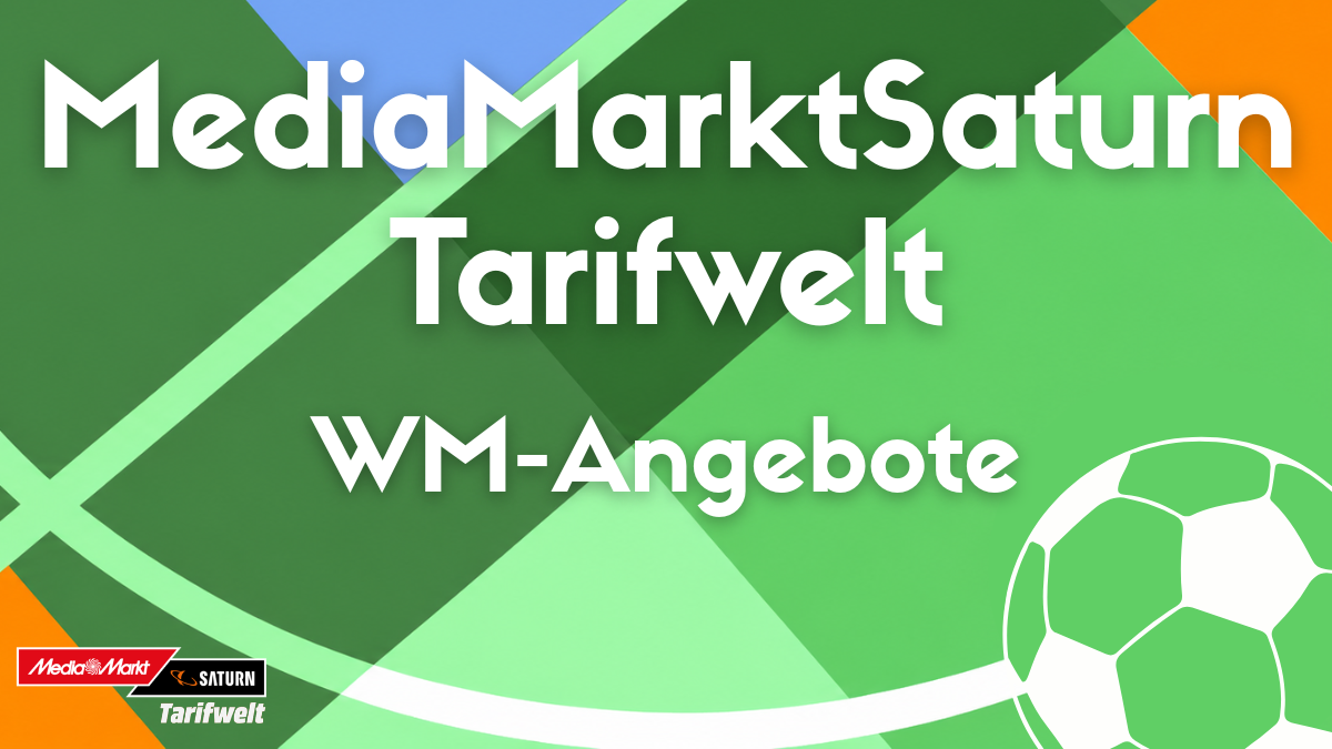 MediaMarktSaturn Tarifwelt mit WM-Angeboten in den WM-Farben grün, weiß, orange und blau