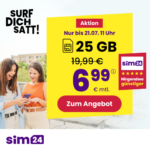 sim24 Deal mit 25 GB für 6,99 €