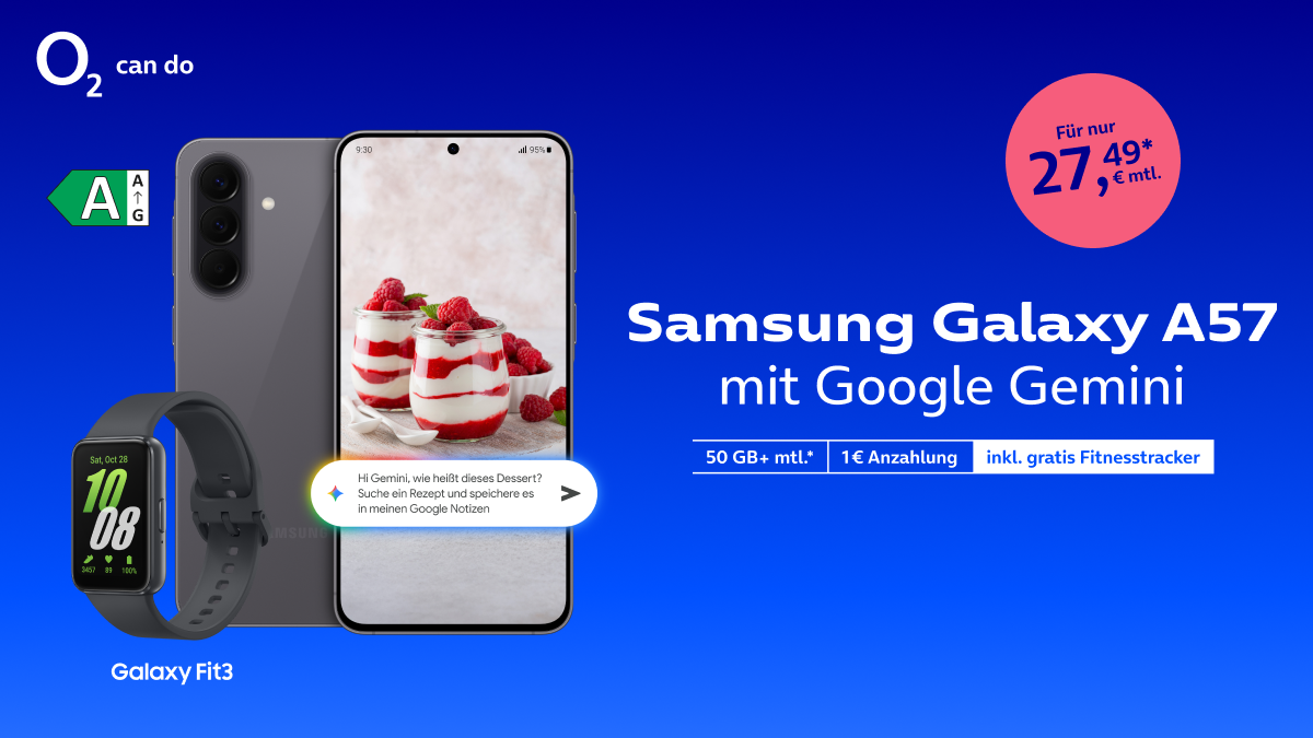 Galaxy A57 + Galaxy Fit 3 + o2 Mobile Unlimited on Demand M Plus