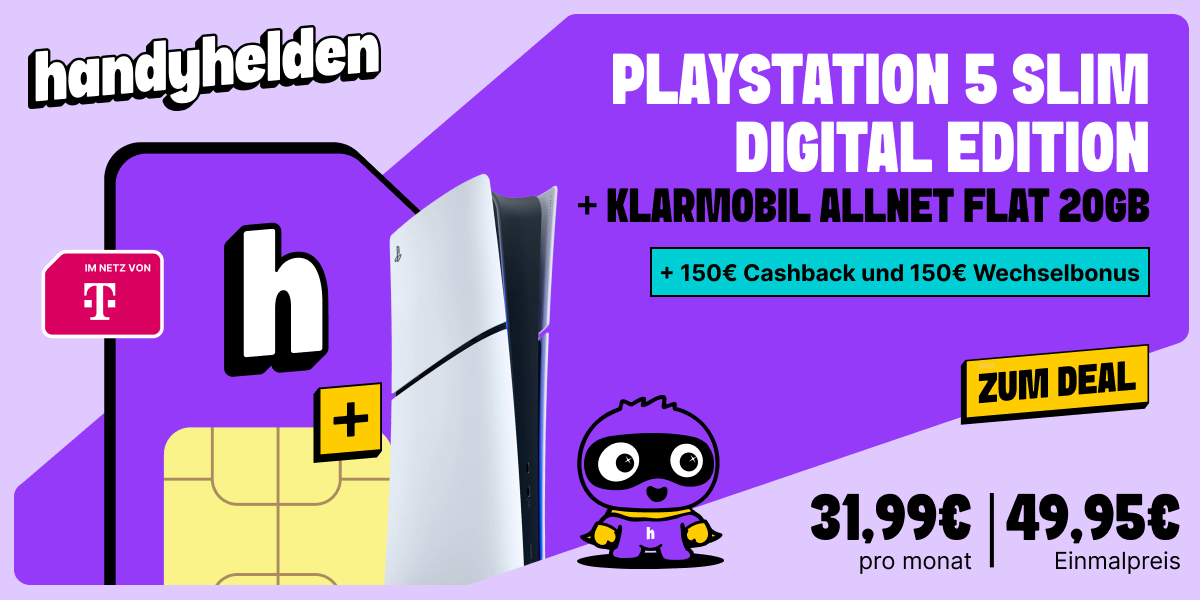 PS5 mit klarmobil Allnet-Flat im Telekom-Netz bei Handyhelden