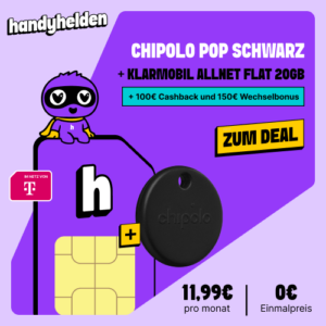 handyhelden-Deal: Chipolo POP + klarmobil 20 GB – Teaser