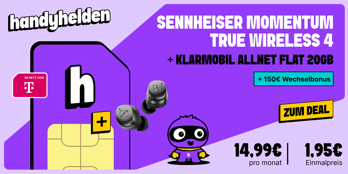 Sennheiser Momentum True Wireless 4 und klarmobil Allnet-Flat 20 GB bei Handyhelden