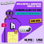 Apple AirTag 4er Pack mit klarmobil Allnet Flat im Telekom Netz und 20 GB