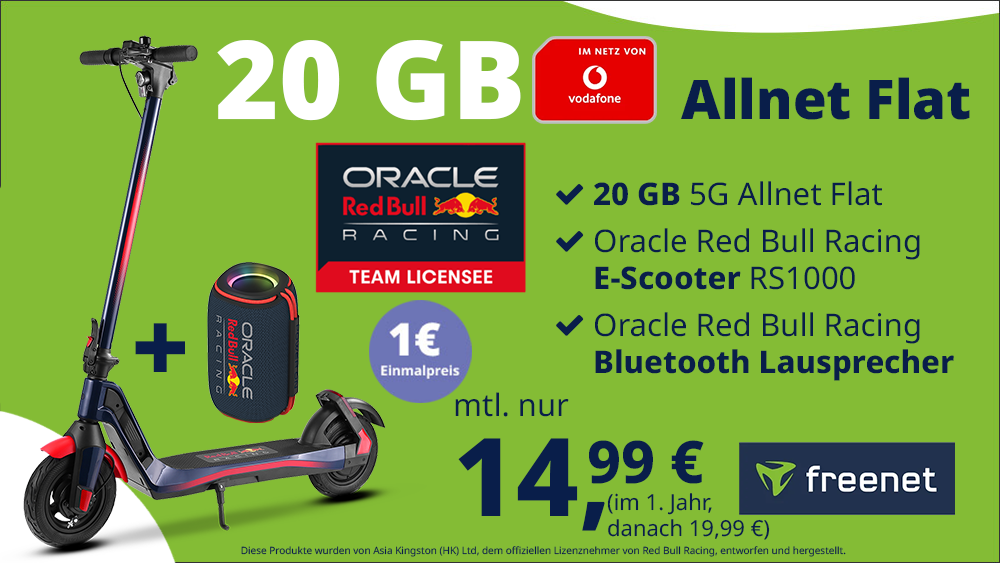 Redbull E-Scooter mit freenet 20 GB Aktion