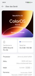 Oppo Reno 16 Pro Test – Screenshot – Über