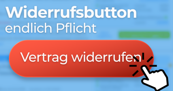 Widerrufsbutton Pflicht: roter Button auf blauem Hintergrund