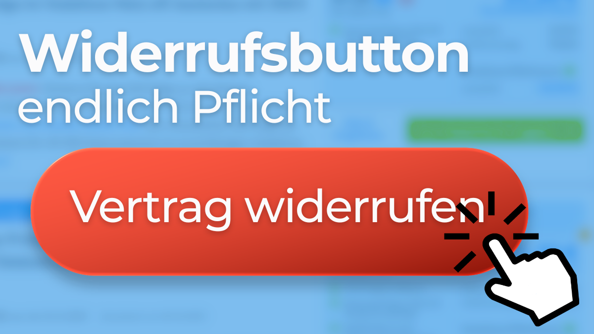 Widerrufsbutton Pflicht: roter Button auf blauem Hintergrund