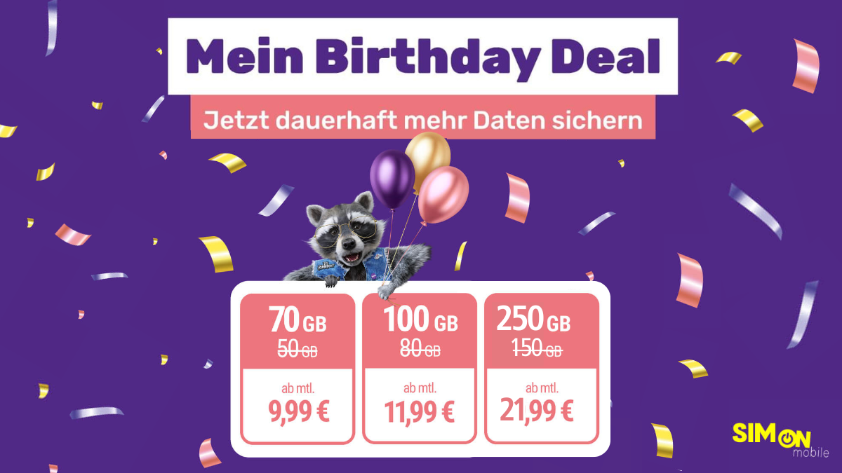 SIMon mobile Geburtstagsdeals