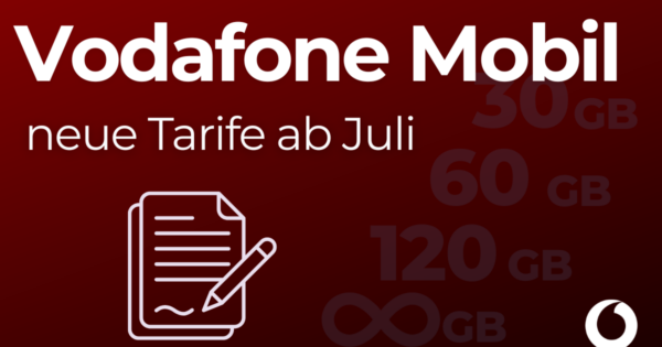Vodafone Mobil Tarife auf dunkelrotem Hintergrund