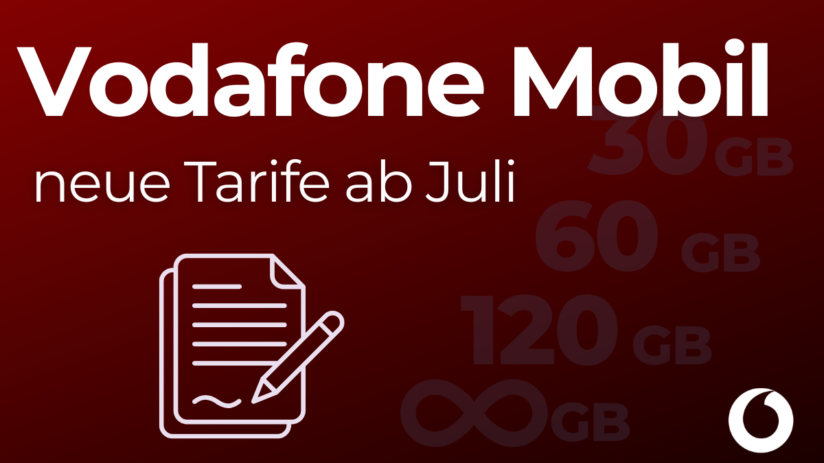 Vodafone Mobil Tarife auf dunkelrotem Hintergrund